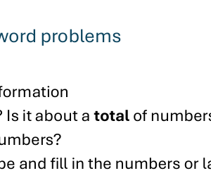 Schema to work on word problems with examples